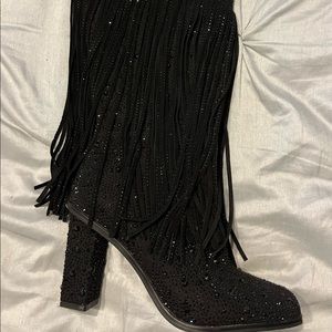 Black sequin boots size 8